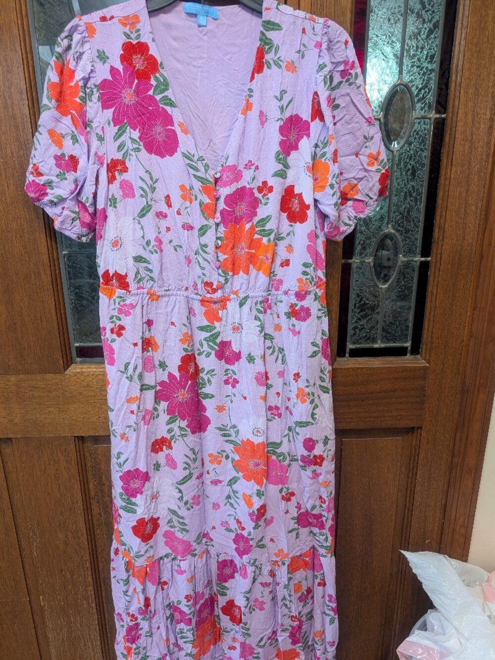 Womens short sleeve Floral Maxi Dress, size XLarge